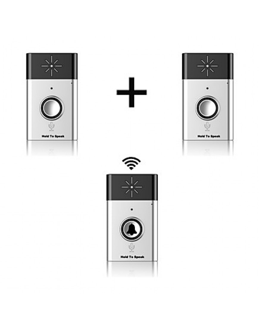 Wireless Voice Doorbell Support Indoor and Outdoor Voice Intercom Up to 300ft Work Range One Trasmitter and Two Receivers