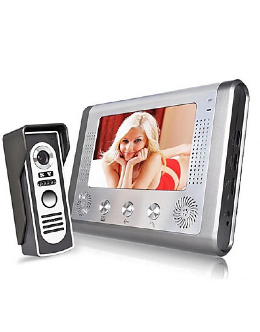 7 Inch Wired Color Video Intercom Doorbell Infrared Night Vision Rainproof