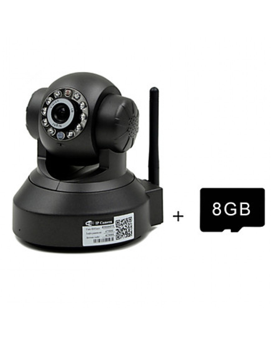 8GB TF Card and H.264 WIFI Camera IP HD 720P 1.0M Pixels PTZ IR Night Vision Wired or Wireless Camera WIFI