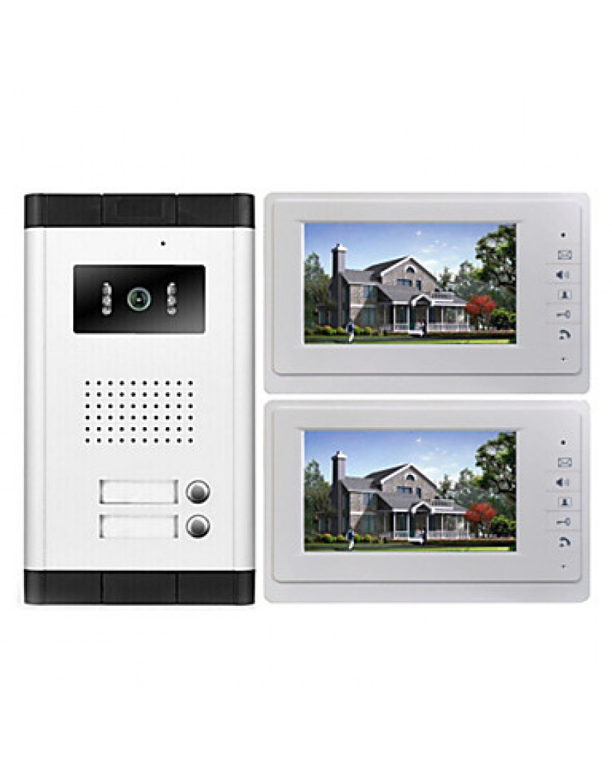 High Definition Camera Multi Apartment Video Door Phone Intercom System 1 Camera with 2 Monitors