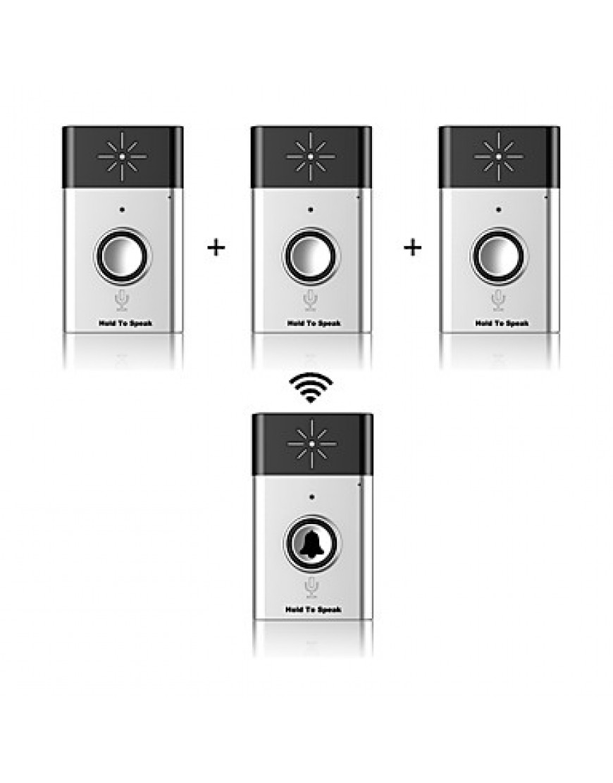 Wireless Voice Doorbell Support Indoor and Outdoor Voice Intercom Up to 300ft Work Range One Trasmitter and Three Receivers