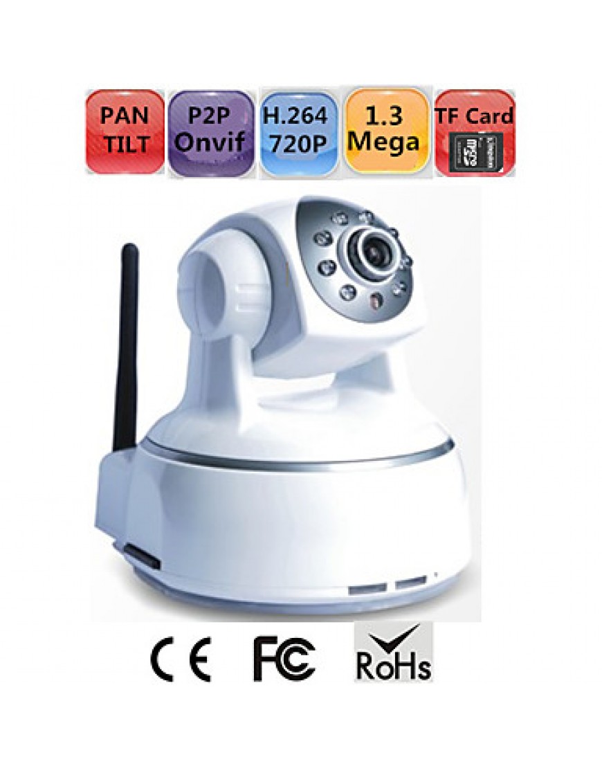 Pan Tilt HD IP Camera SD Card 1.3 Megapixels 720P H.264 P2P Onvif WIFI Remote Monitor