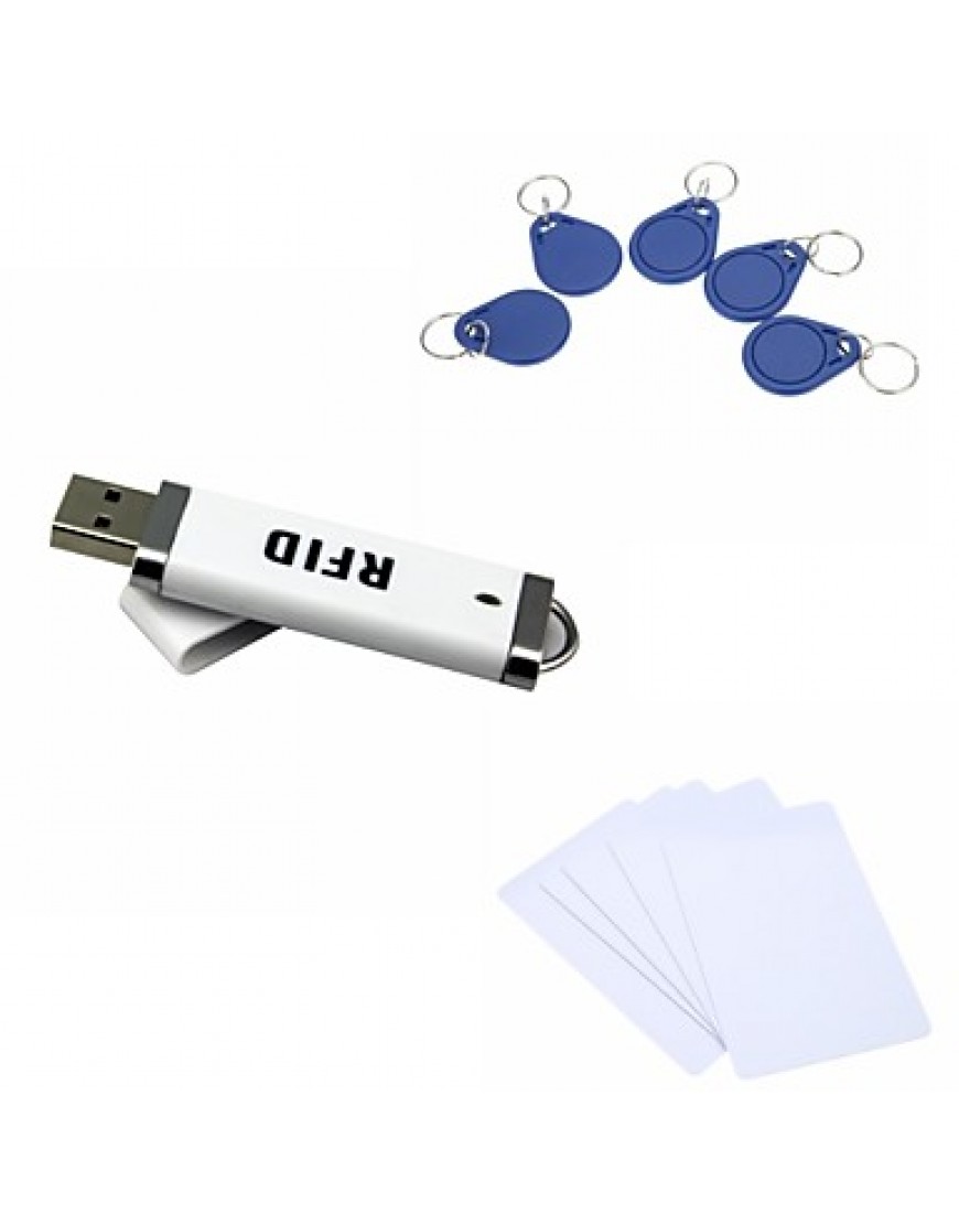 Portable USB 13.56Mhz RFID Smart IC Card Reader Noneed Driver With 5pcs IC Cards And 5pcs IC Keyfobs