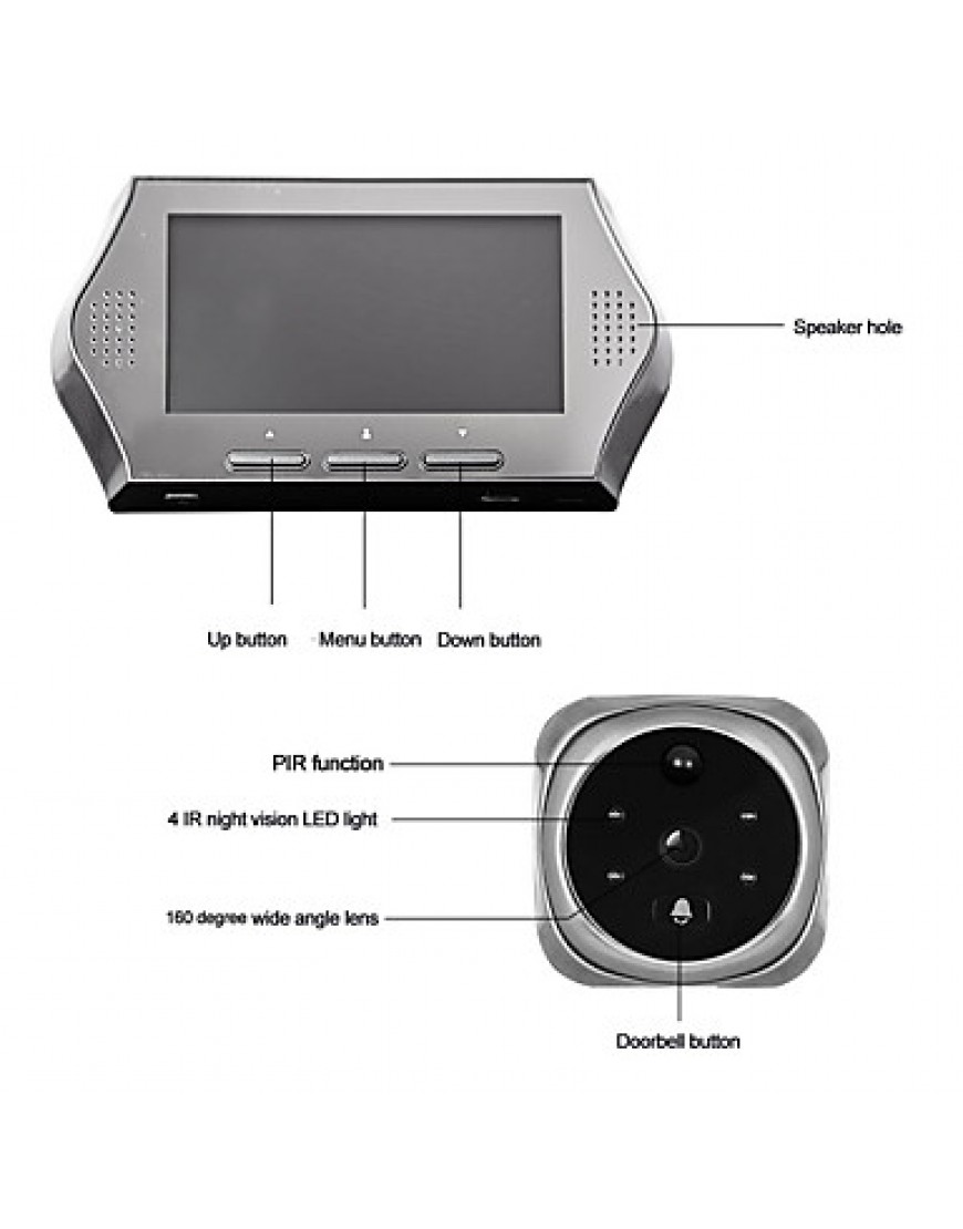 4.3Inch 1.0MP Door camera with 8GB TF Card 4 IR Night View Digital Door Viewer