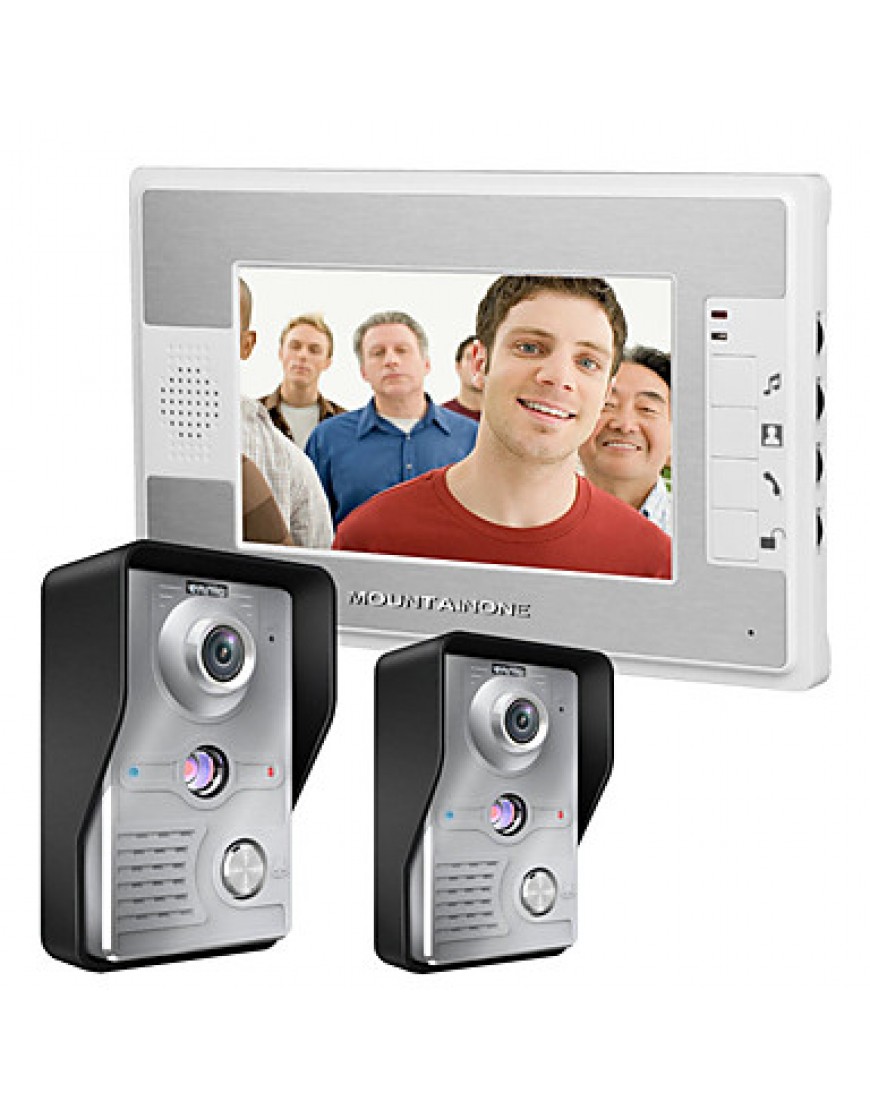 7 Inch Video Door Phone Doorbell Intercom Kit 2-camera 1-monitor Night Vision