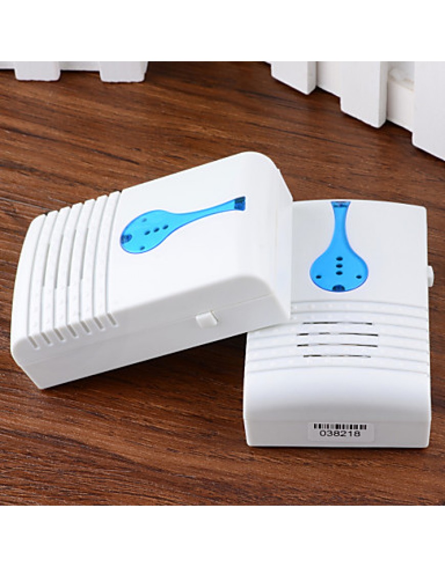 501K3 32-Melody Wireless Remote Control Transmitter + 2 Receivers Doorbell Set - White + Blue