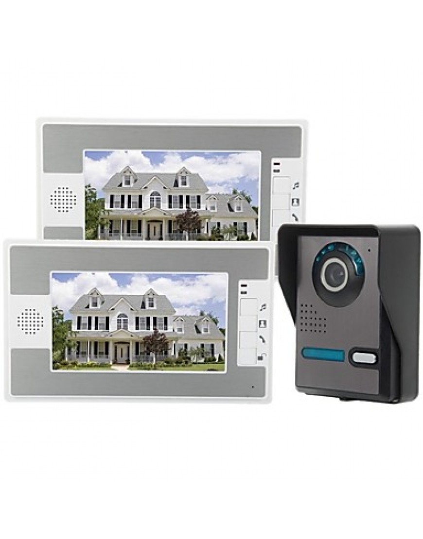 7 Inch Video Door Phone Doorbell Intercom Kit 1-camera 2-monitor Night Vision