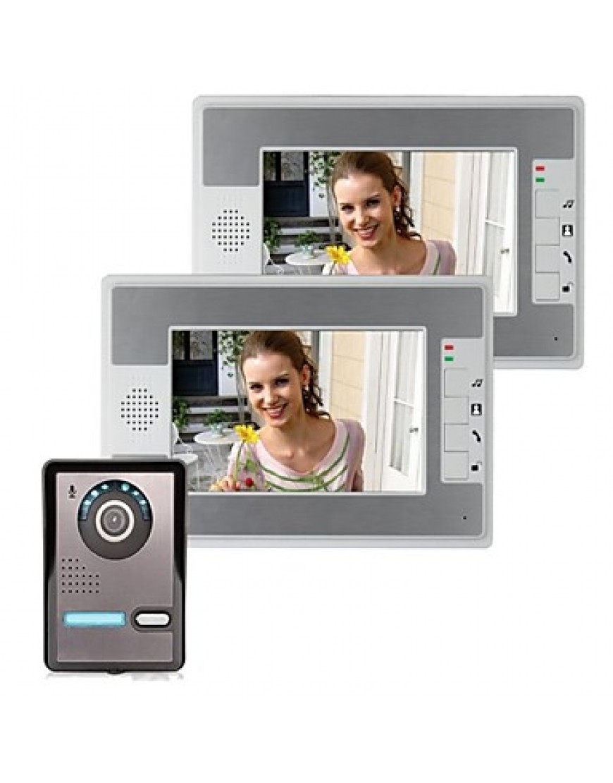 7 Inch Video Door Phone Doorbell Intercom Kit 1-camera 2-monitor Night Vision